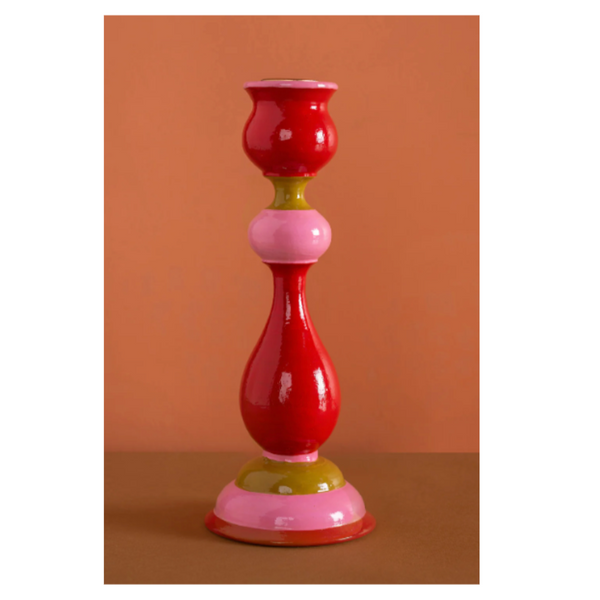 Ian Snow - Bright Tones Hand Painted Wooden - Pink, Red & Green