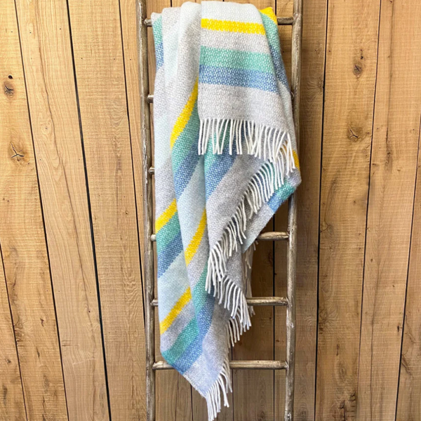 Illusion Stripe Pure New Wool Throw, Horizon