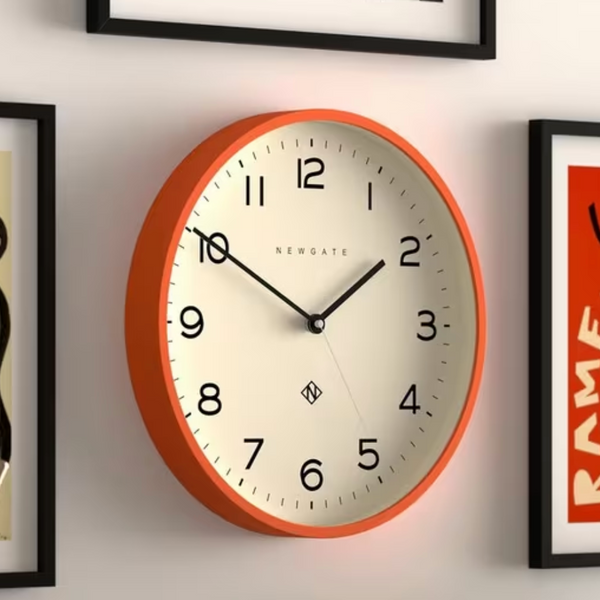 Newgate Echo Number Three Wall Clock - Pumpkin Orange