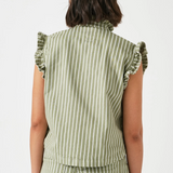 Seventy + Mochi Pablo Waistcoat in Vintage Moss Wide Stripe