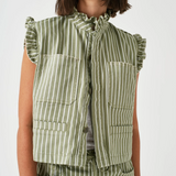 Seventy + Mochi Pablo Waistcoat in Vintage Moss Wide Stripe