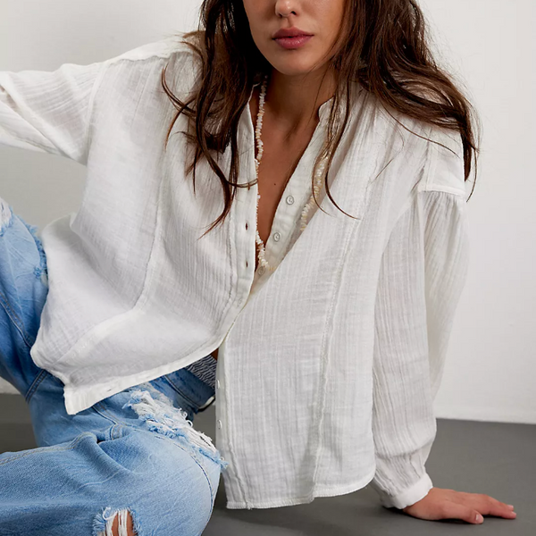 Free People - Valley Double Cloth Shirt - Clean Ivory