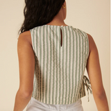 Nobody's Child- Green Striped Swing Top