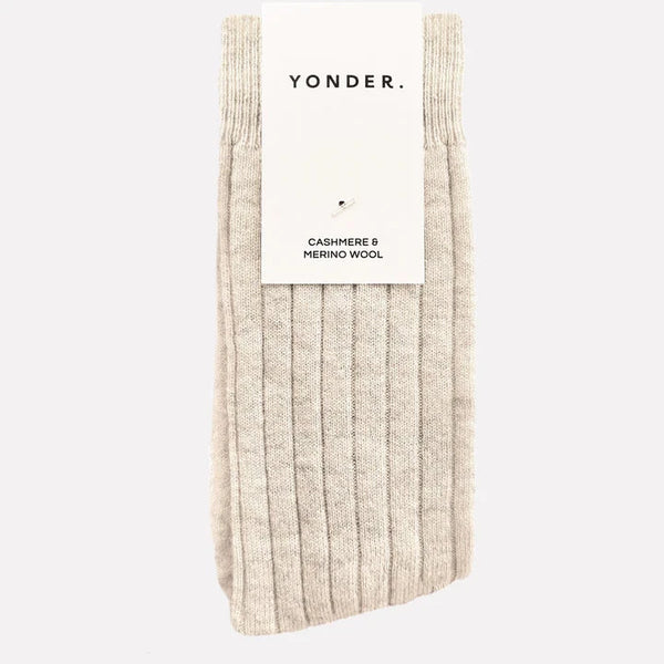 Yonder Cashmere and Merino Socks - Stone