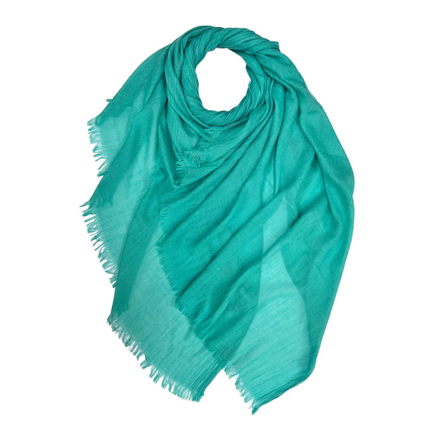 Turquoise Classic Cotton Blend Plain Scarf