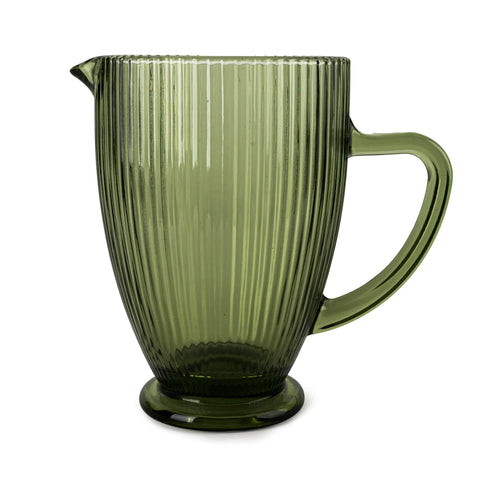 Large Ridged Glass Jug - Green