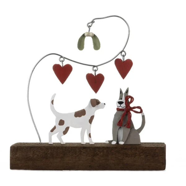 Christmas Dogs and Mistletoe Decoration