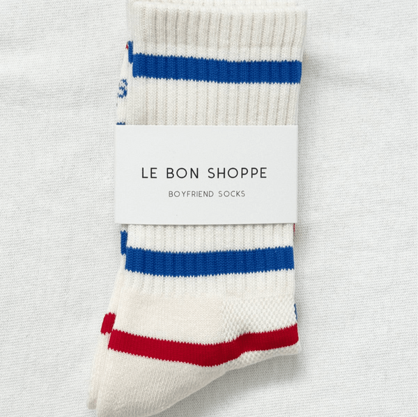 Le Bon Shoppe Striped Boyfriend Socks - Red & Blue