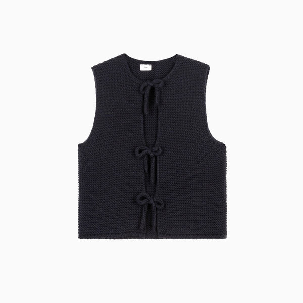 An'ge Legringa Tie-Up Sleeveless Cardigan - Navy