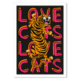 Love Cats Framed Print - Black & Coral