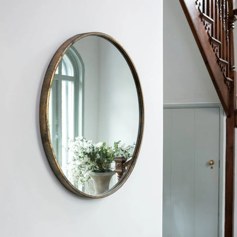 Round Mirror Vintage Brass - Large