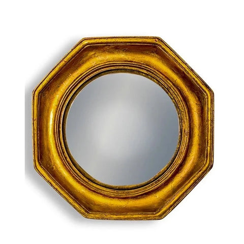 Antiqued Gold Octagonal Framed Convex Mirror