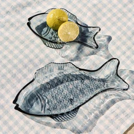 Platter Fish Shaped - Dark Blue Glasss