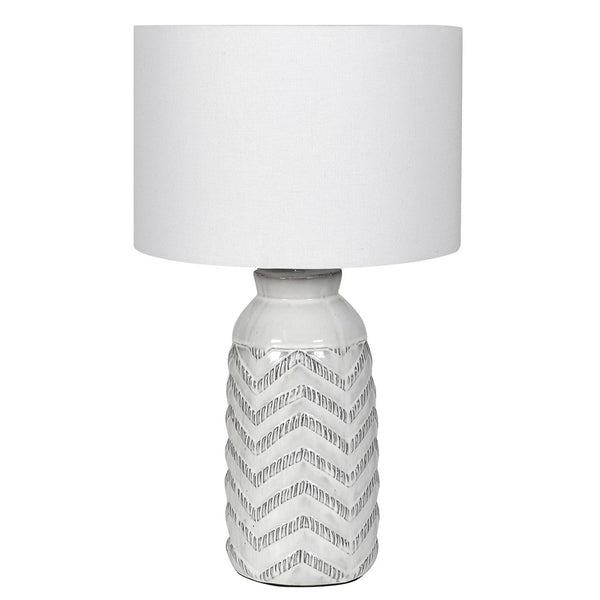 Grey Zig Zag Lamp with Linen Shade