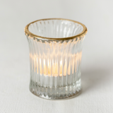 Ribbed Tealight with Gold Rim