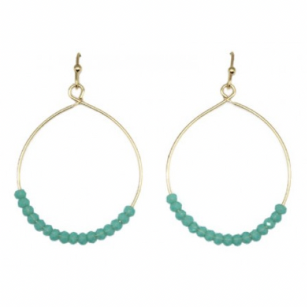 Gold Hoops With Glass Beads