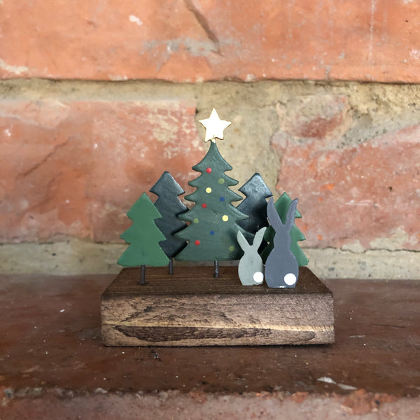 Rabbits with Christmas Trees Decoration